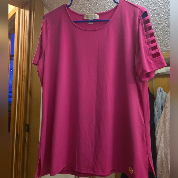 Michael Kors Hot Pink Cutout Sleeve Top-XL - Picture 6 of 10
